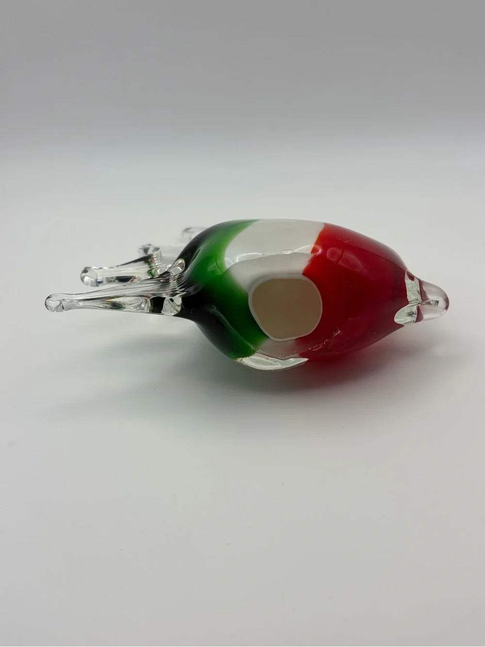 Pair Hand Blown Art Glass Angelfish Figurines Red Blue Green Clear Unsigned